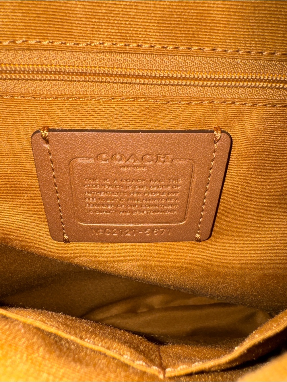 Coach Brown Signature Canvas Backpack with White Leather Pocket - Picture 9 of 10